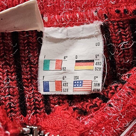Ellesse Sweater Women 18/XL Red Black LS Vintage Preppy Wool Blend 1/4 Zip Boho - Picture 11 of 15